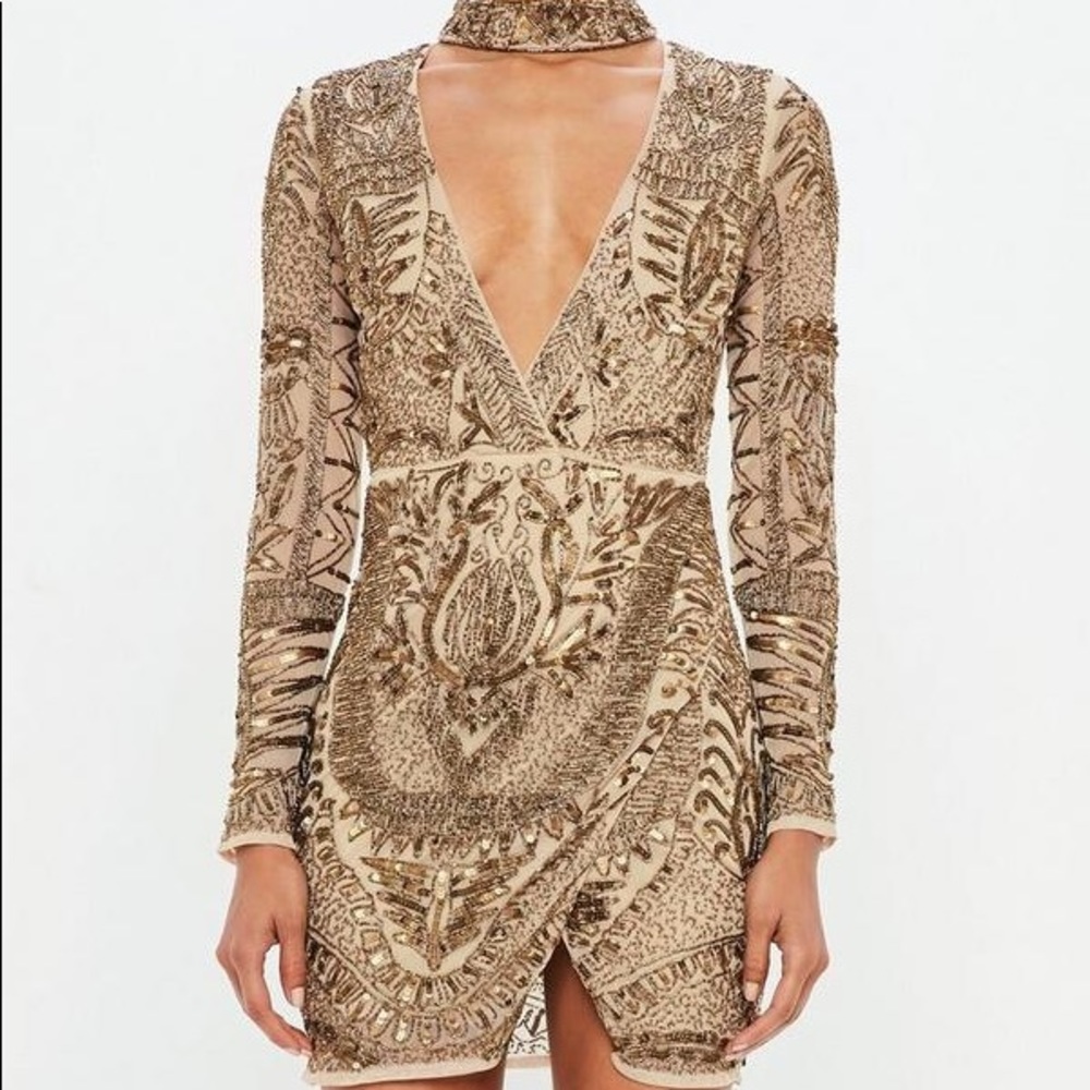 Missguided peace and love Gold sequin dress